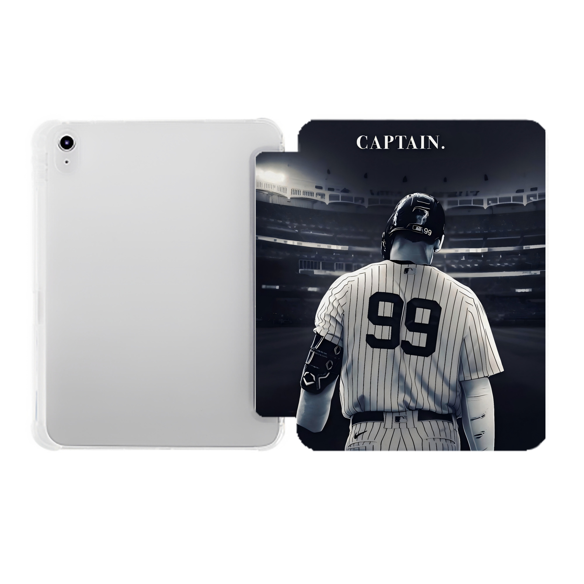 Aaron Judge Yankees Captain Premium Tri-Fold PU Leather & Silicone IPad Case With Pencil Slot – Fits 9.5,10.5,10.9 – Adjustable Stand, Slim, Protective